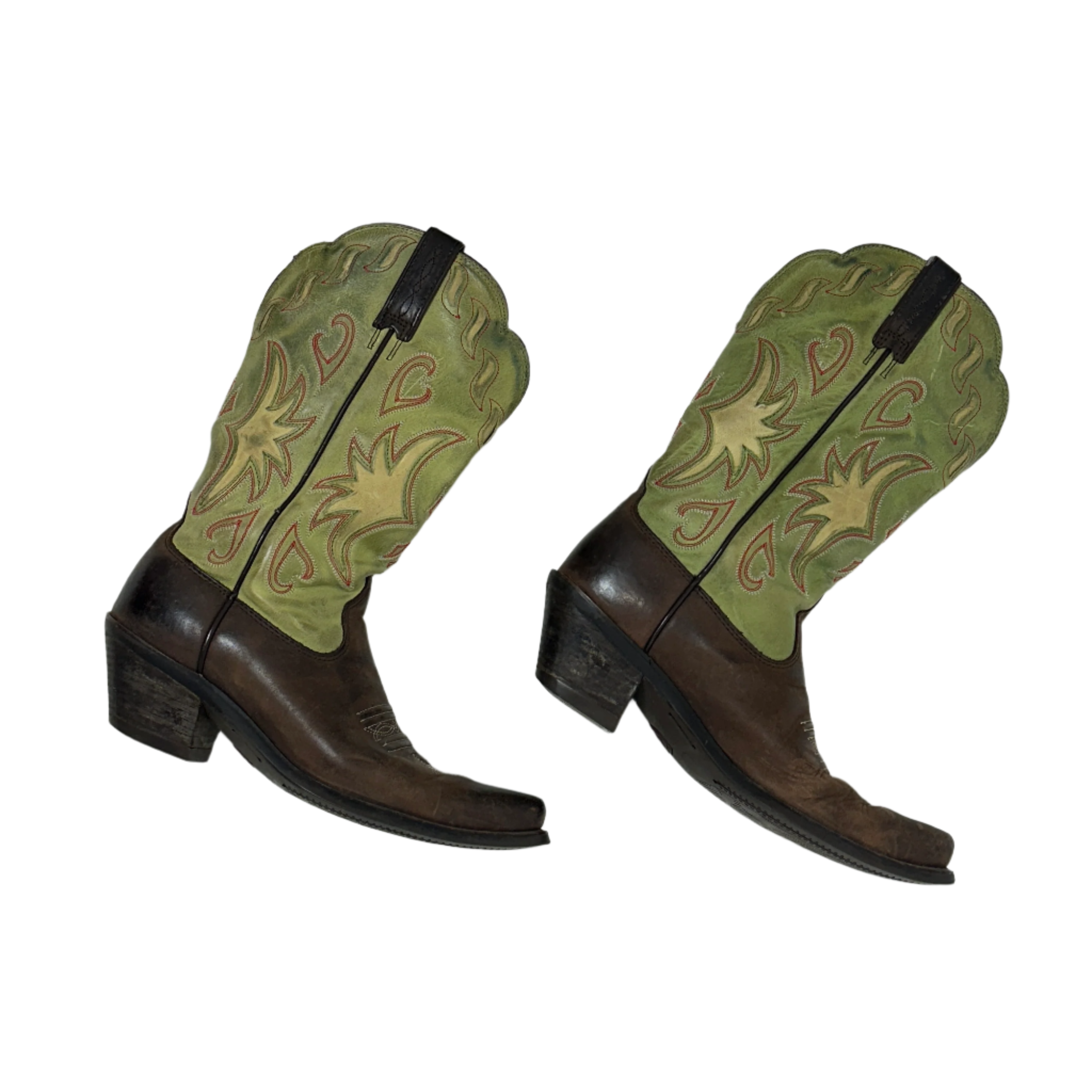 Vintage Green & Brown Cowboy Boots (6.5)
