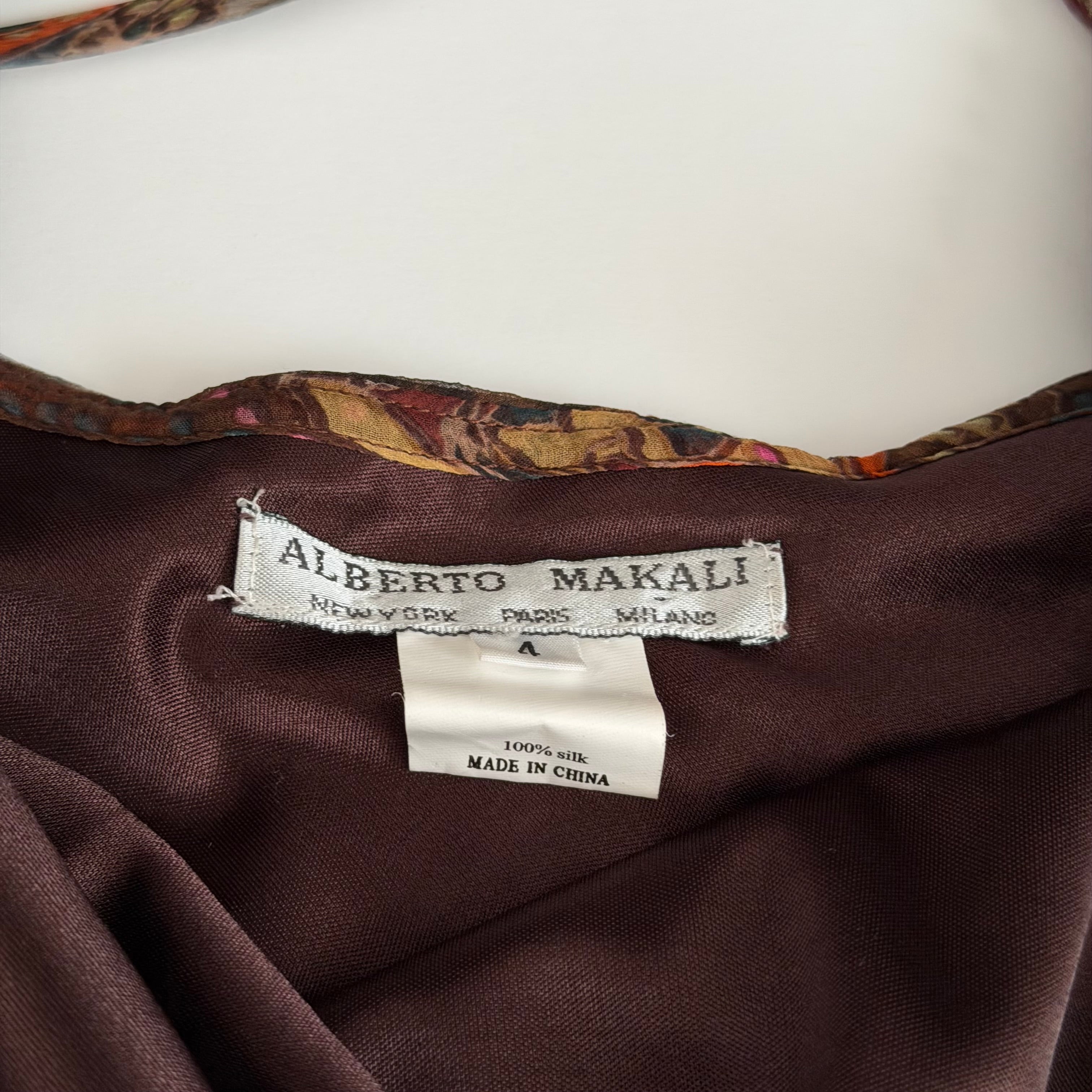 Alberto Makali Silk Beaded Leopard Print Dress (S/M)
