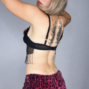 Beaded Fur Trim Bralette Top (S)