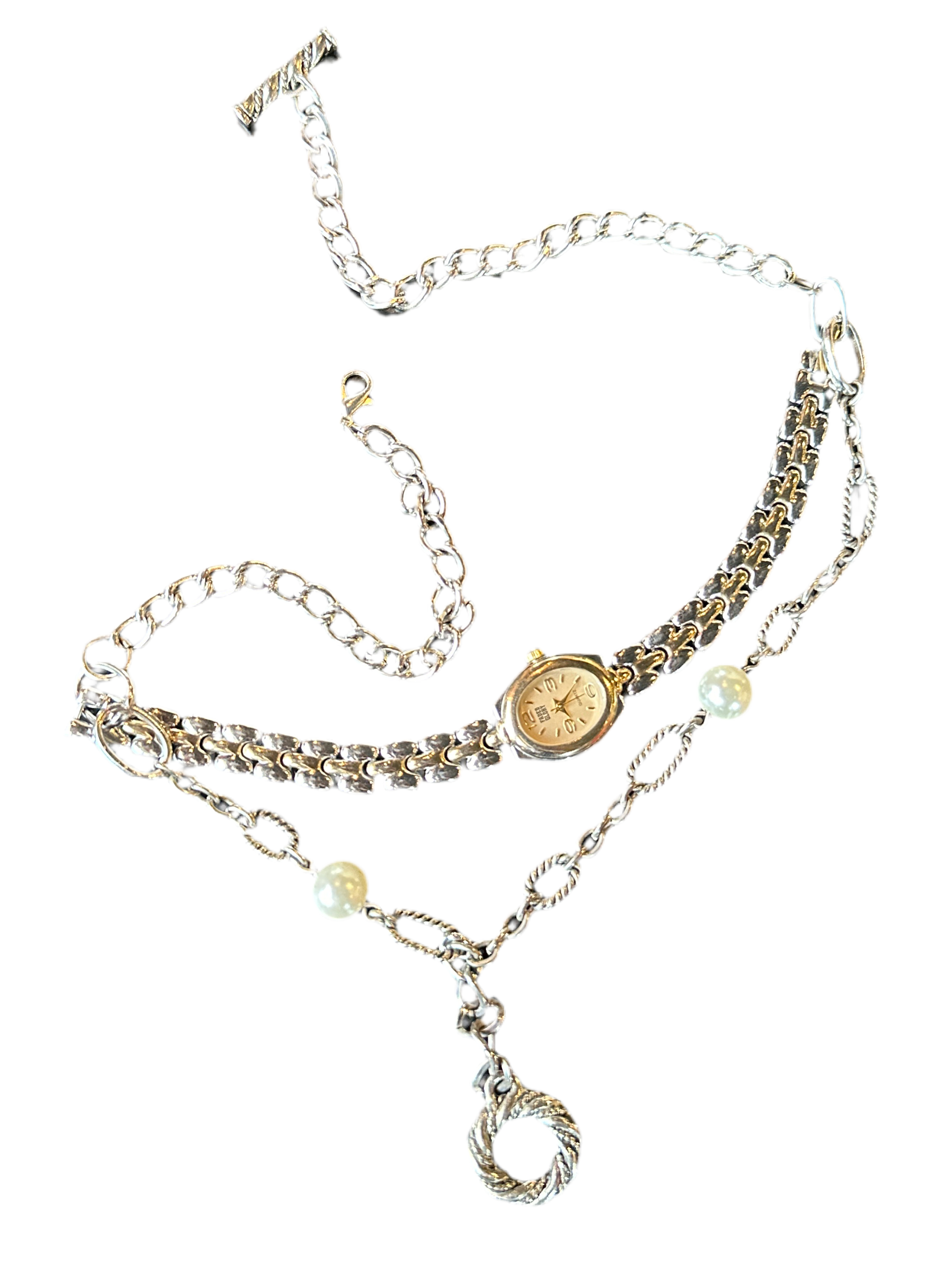 Silver and Gold Clock Choker