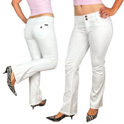 Y2K White Low Rise Flare Jeans (S)