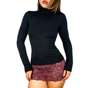 Bebe Silk Knit Shimmer Turtleneck (XS)