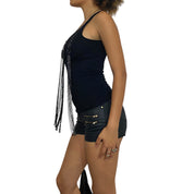 Vintage Fringe Black Vest Top (S/M)