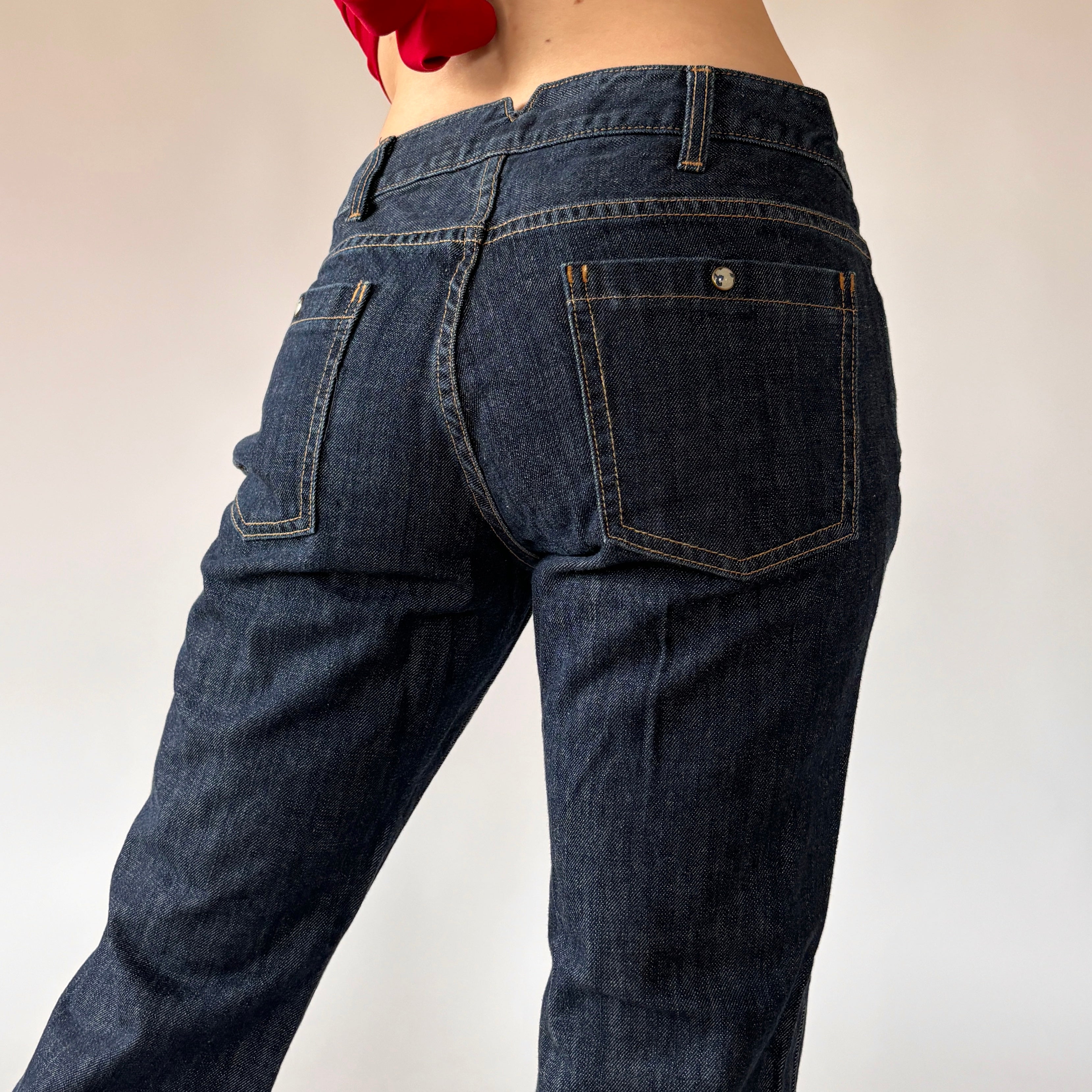 Y2K Side Zip Jeans - Dark Blue Wash (S)