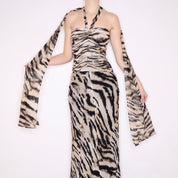 Y2K Silk Animal Print Gown (XS)