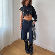 Vintage Levi's Black Denim Cropped Shirt (S)