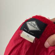 Vintage Italian Red Wool Jacket with Faux Fur Trim (S)