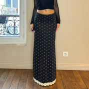 Vintage Floral Slinky Maxi Skirt (XS)