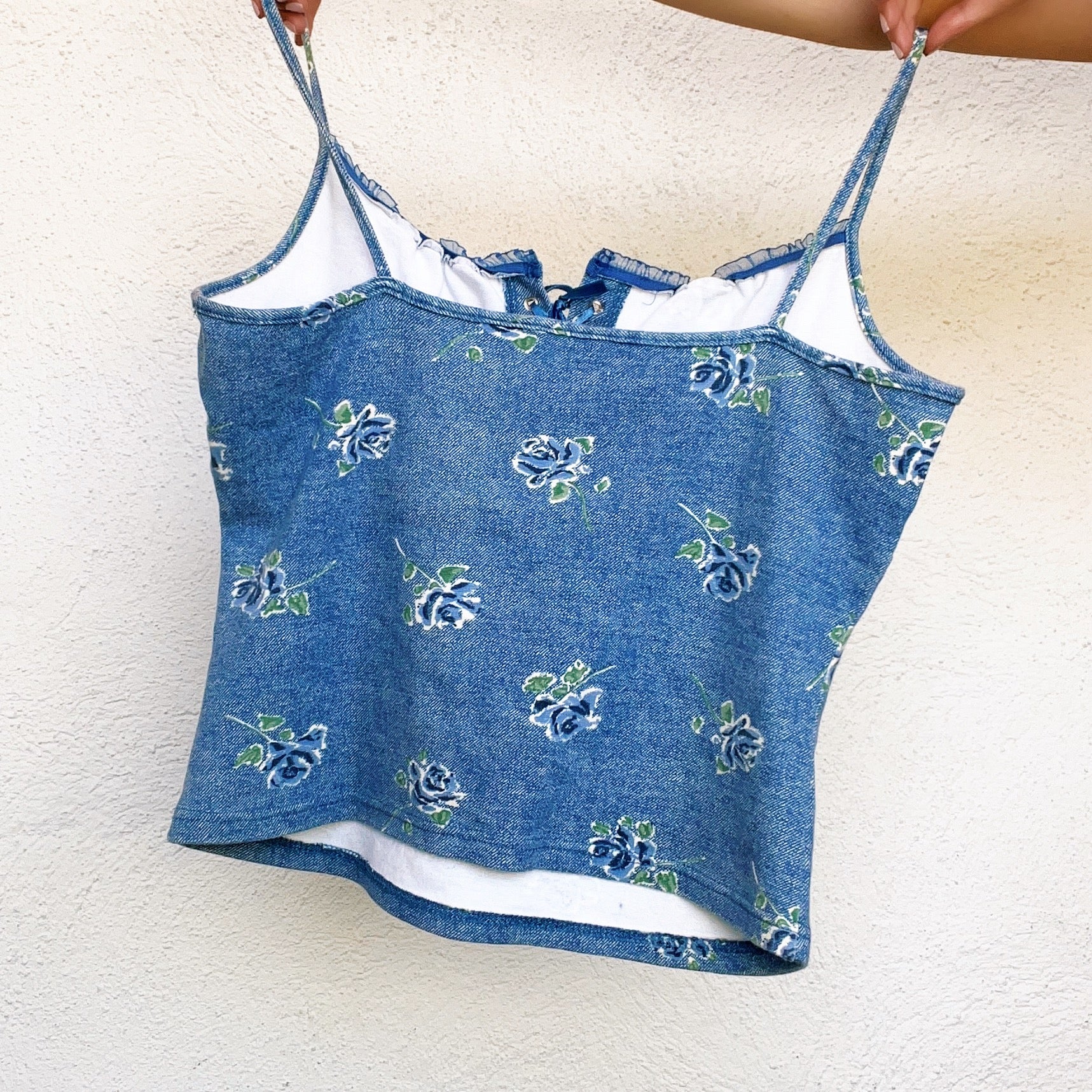 90s Lace Up Floral Top
