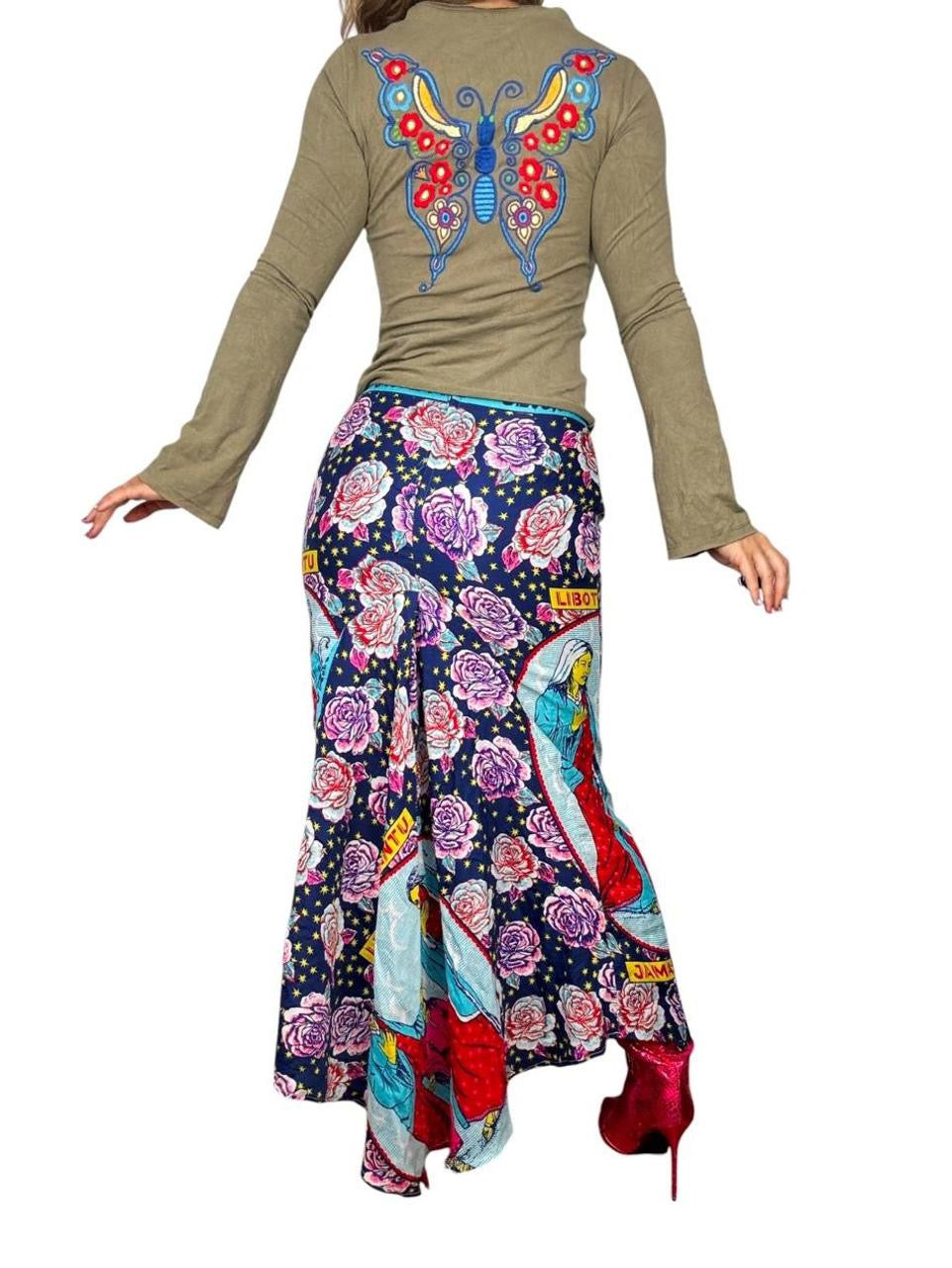 Vintage Religious Imagery Maxi Skirt (M)