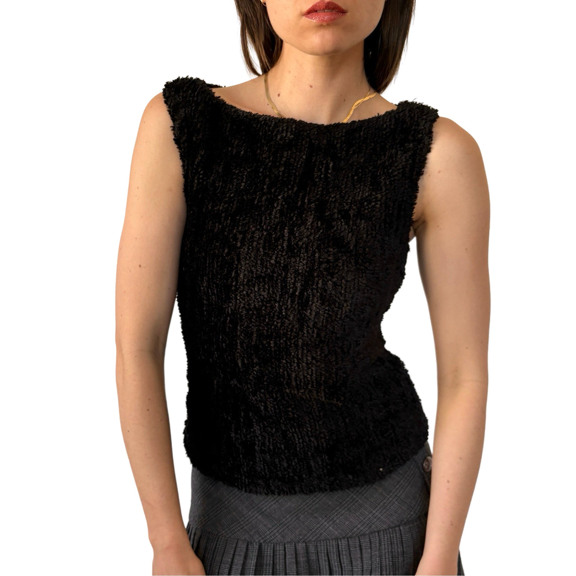 90s Noir Fuzzy Tank (S/M)