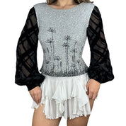 1960s Embellished Wool Balloon Sleeve Blouse (M)