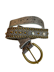 Metallic silver belt