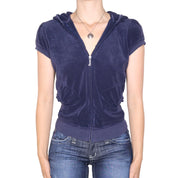 Y2K JUICY COUTURE Navy Short Sleeve Zip Up (L/XL)