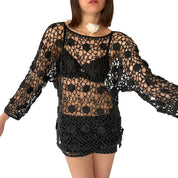 Vintage Noir Crochet Top (L)