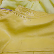 Y2K Sexy Yellow Leather Moto Jacket (XS)