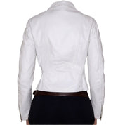 Y2K Italian White Leather Moto Jacket (S)