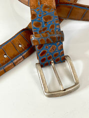 Two-Tone Croc-Embossed belt made in Italy