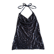 Y2K Sequin Going Out Halter Top (L)