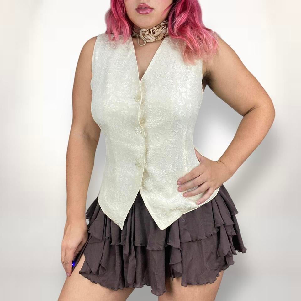 90s Express Ivory Silk Vest (Medium)
