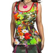 Euro Vintage Surrealist Print Lace Trim Cami (S)