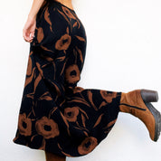 Vintage Silk Floral Maxi Skirt - Small