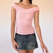 Y2K Baby Pink Off Shoulder Top (S)