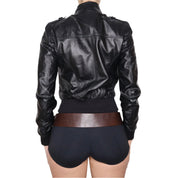 Y2K Italian Black Leather Moto Jacket (S)