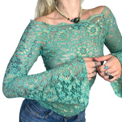 Sheer Lace Bell Sleeve Top (XS)