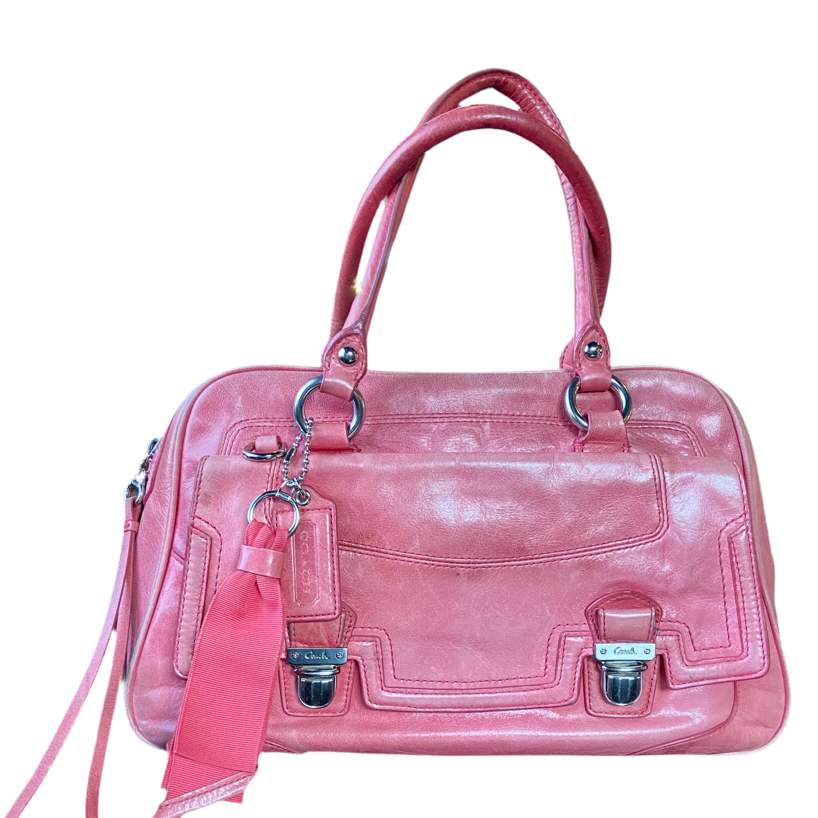 Coach Poppy Pink LeatherPushlock Satchel Bag – Holy Thrift