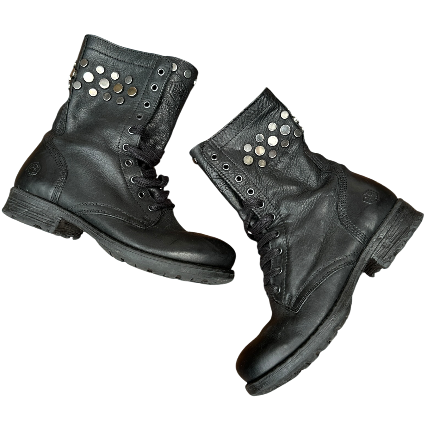 Vintage Grunge Italian Leather Studded Lace up Ankle Boots (EU 36 US 5)