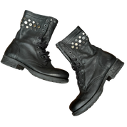 Vintage Grunge Italian Leather Studded Lace up Ankle Boots (EU 36 US 5)