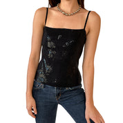 Y2K Noir Sequin Cami (XS/S)