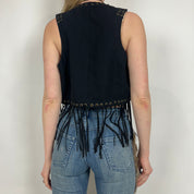 Vintage Faux Suede Fringe Vest (S/M)