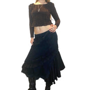 Vintage Gothic Ruffle Maxi Skirt (M)