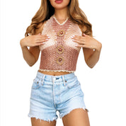 Sheer Crochet Halter Top (S/M)