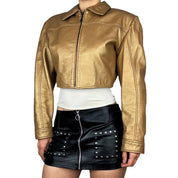 Caché Gold Cropped Leather Jacket (L)