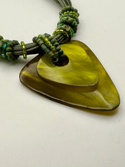 Olive Green Layered Pendant Necklace