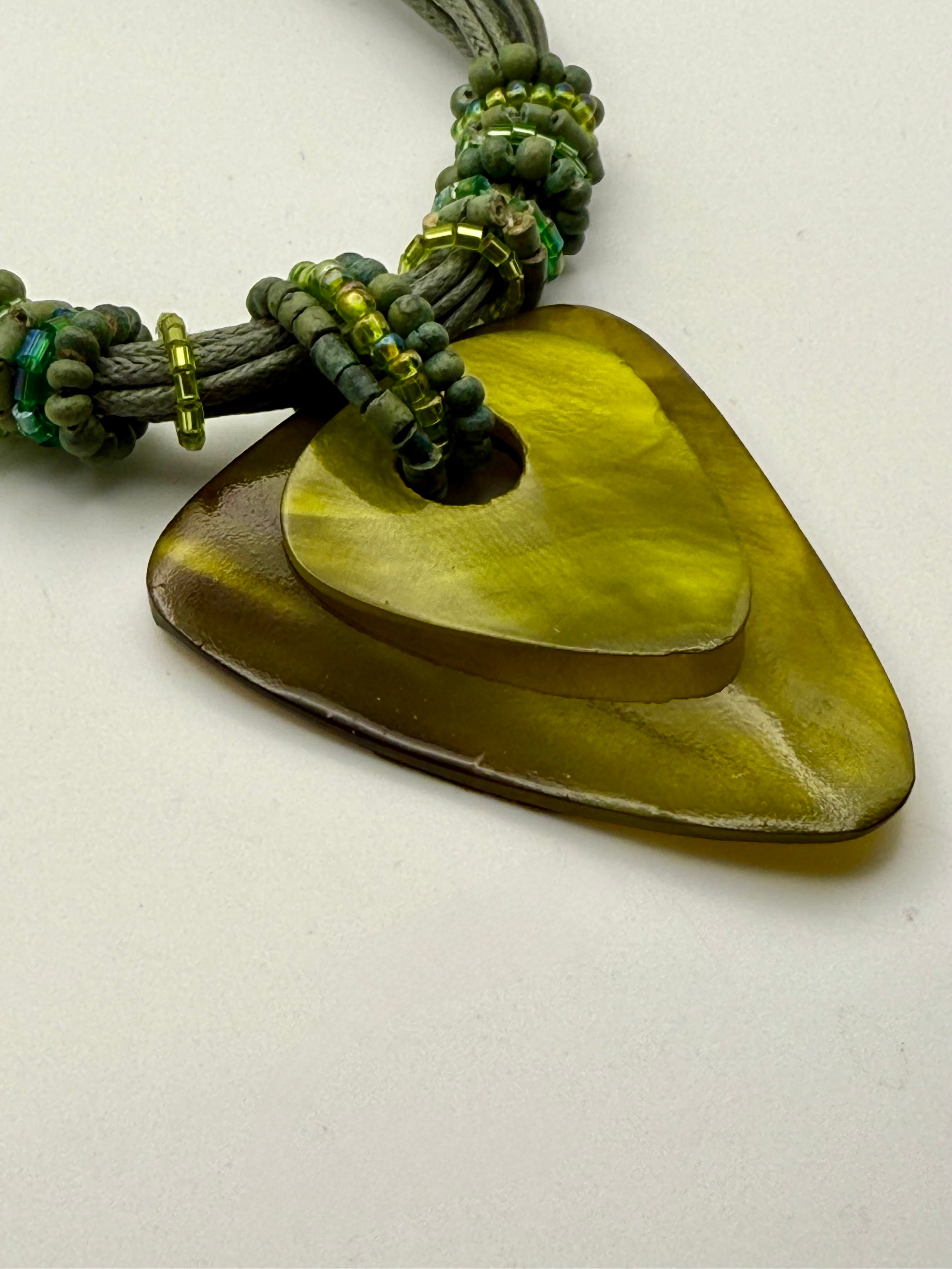 Olive Green Layered Pendant Necklace