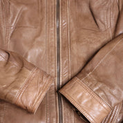 Y2K Italian Brown Leather Jacket (M)