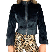 Bebe Rabbit Fur Leather Jacket (S)