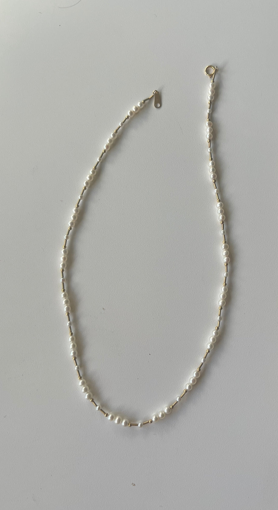 Vintage Delicate Pearls & Gold Beads Strand Necklace