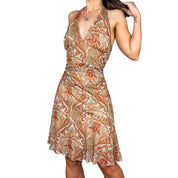 Y2K Paisley Mesh Halter Dress (M)
