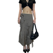 Vintage 90s Grunge Ruffle Floaty Maxi Skirt