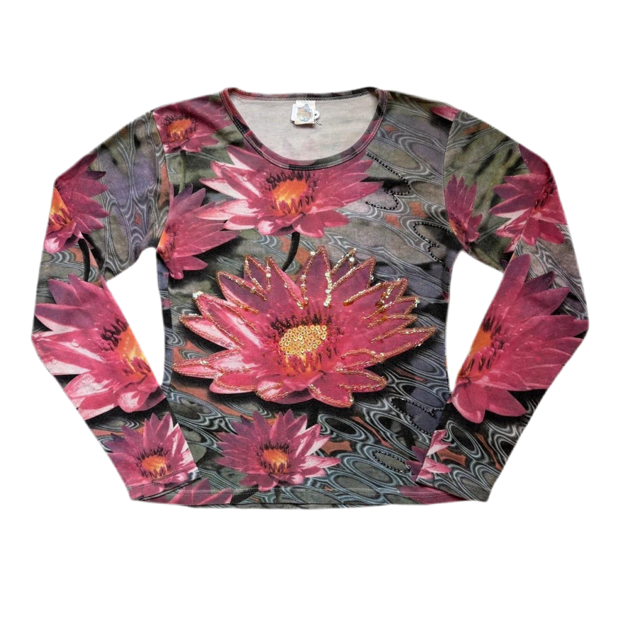 Y2K Water Lily Longsleeve Top (S/M)