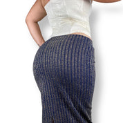 90s Navy Knit Shimmer Skirt (S)