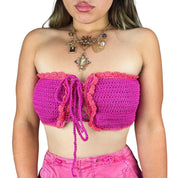 Crochet Lace Up Crop Top (M)