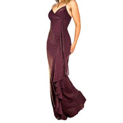 90s Burgundy Iridescent Shimmer Gown (S)