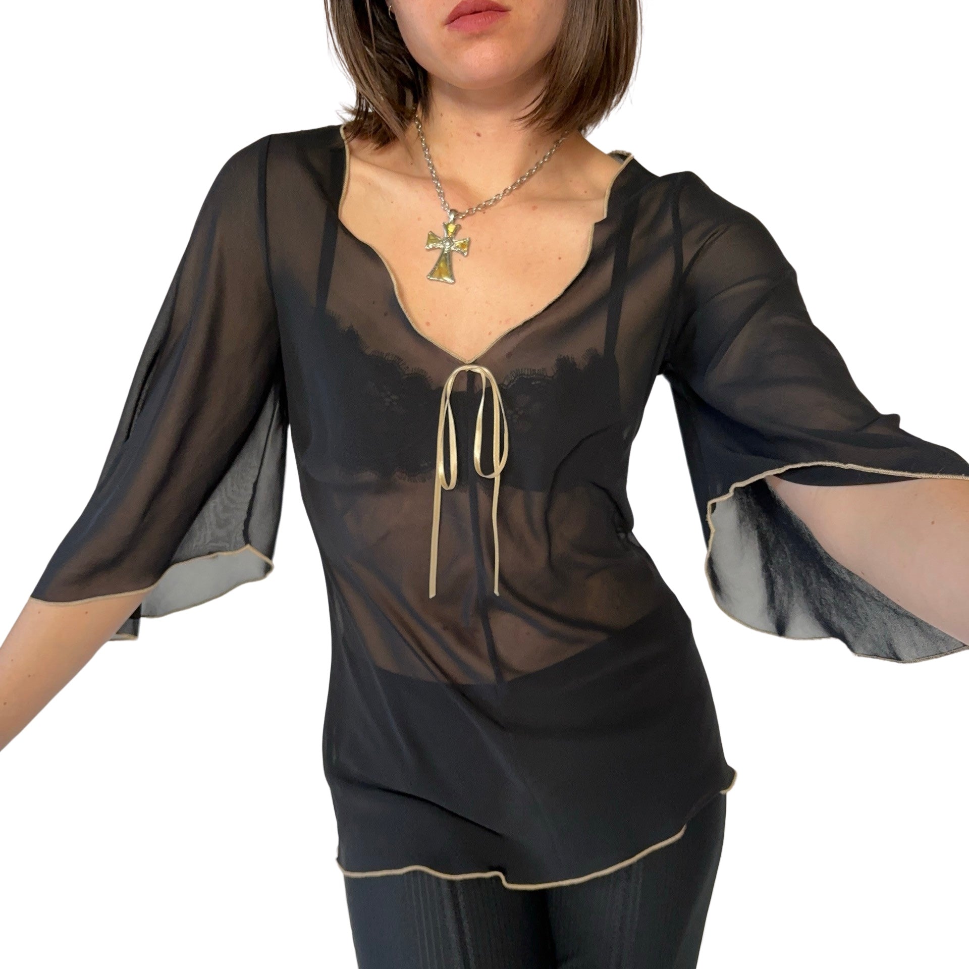 90s Sheer Flowy Top (M)