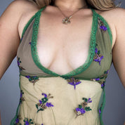 Embroidered Mesh Halter Top (XS/S)